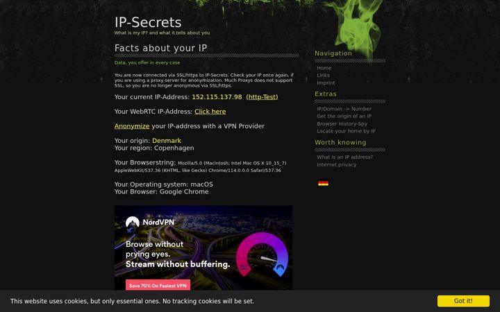 Screenshot of ip-secrets.com