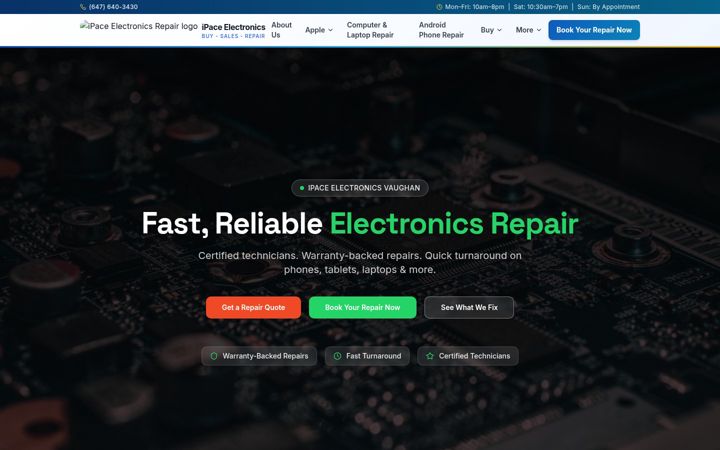 Screenshot of ipaceelectronics.com