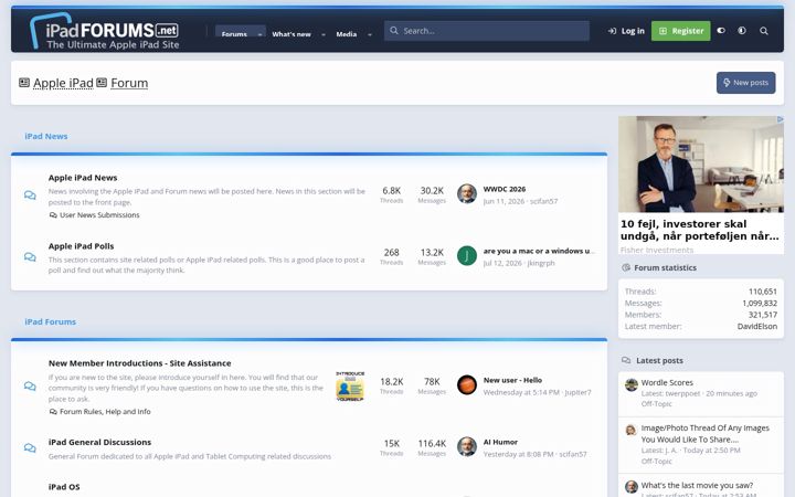Screenshot of ipadforums.net