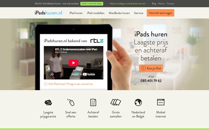 Screenshot di ipadshuren.nl
