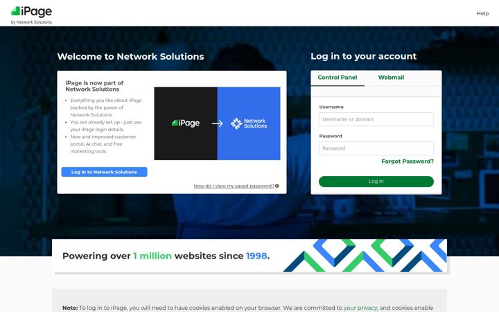 Captura de pantalla de ipage.com