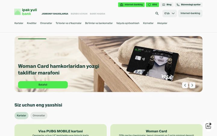 Screenshot di ipakyulibank.uz