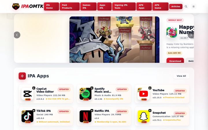 Screenshot of ipaomtk.com