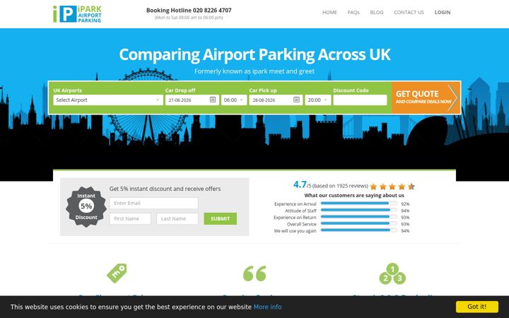Screenshot of iparkairportparking.co.uk