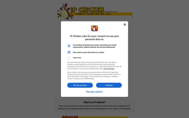 Screenshot του ipchicken.com