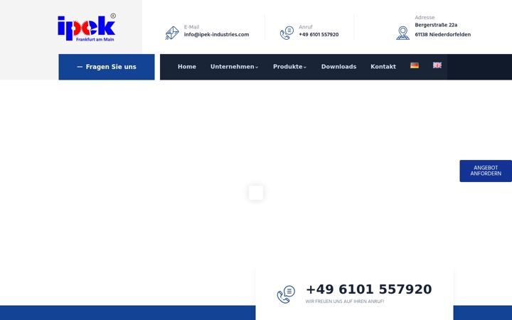 Screenshot of ipek-industries.com