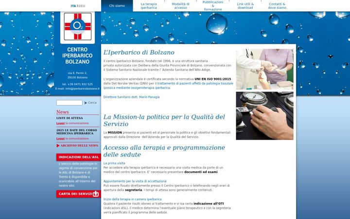 Screenshot of iperbaricobolzano.it