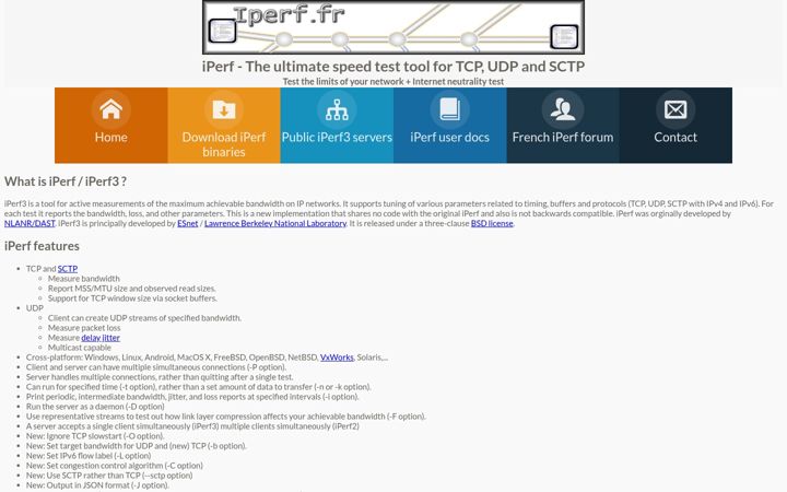 Screenshot of iperf.fr