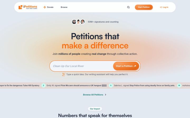 Captura de ecrã de ipetitions.com