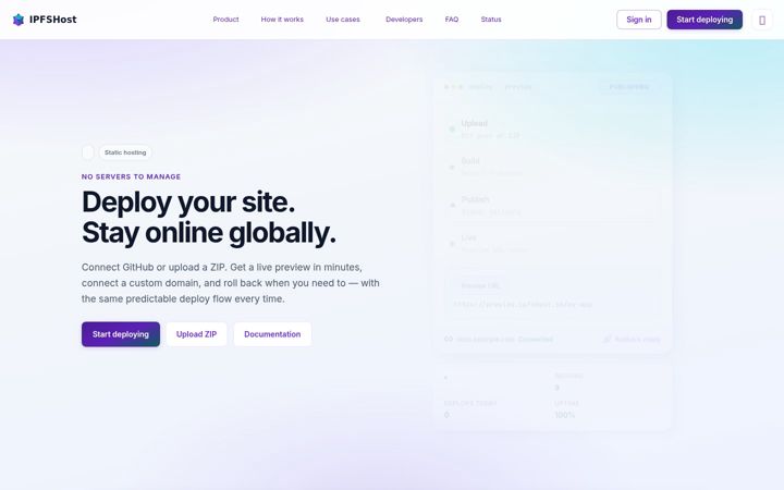 Screenshot of ipfshost.io