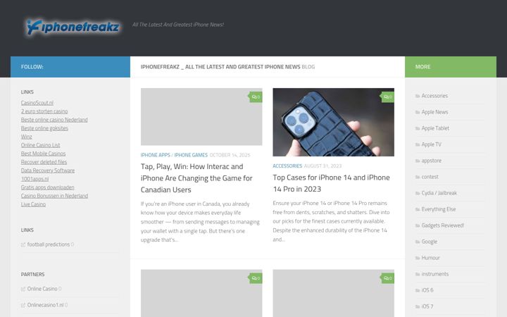 Screenshot of iphonefreakz.com