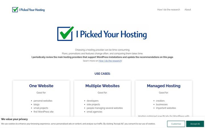 Screenshot of ipickedyourhosting.com