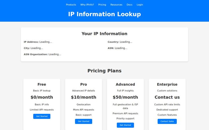 Képernyőkép: ipinfo.be