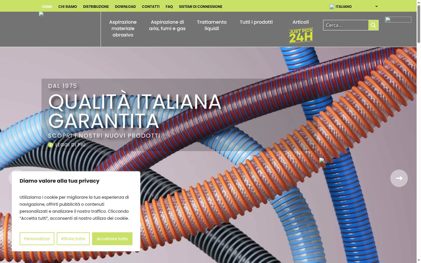 Screenshot del banner di consenso mostrato prima di qualsiasi interazione