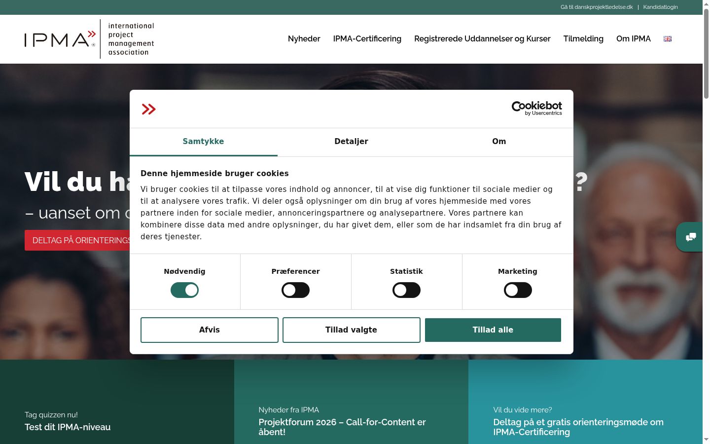 Captura de ecrã do banner de consentimento apresentado antes de qualquer interação
