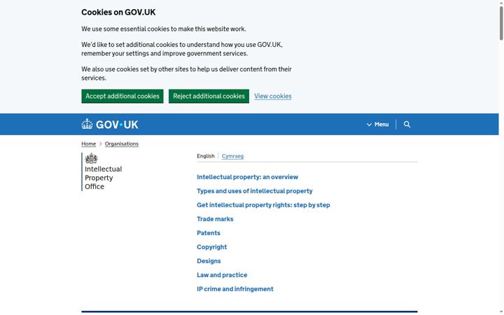 Screenshot von ipo.gov.uk