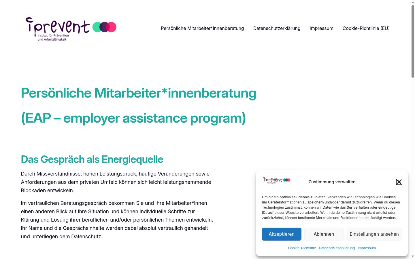 Screenshot del banner di consenso mostrato prima di qualsiasi interazione