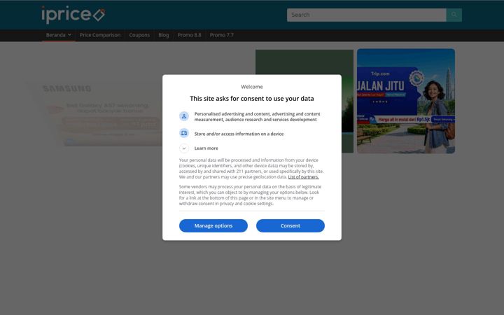 Zrzut ekranu iprice.co.id