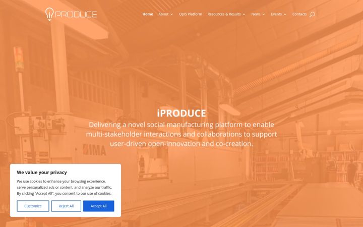 Screenshot of iproduce-project.eu