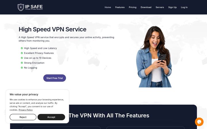 Screenshot of ipsafevpn.com