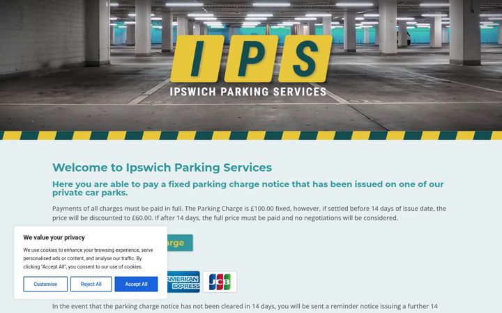 Screenshot of ipswichparkingservices.co.uk