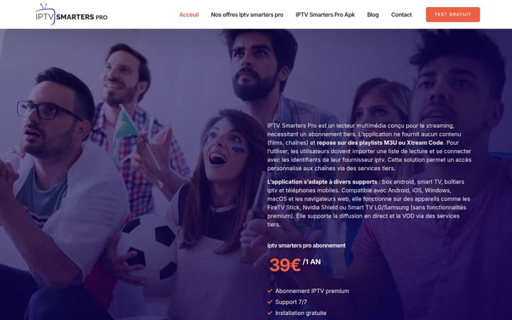 Screenshot of iptv-smarters-abonnement.com
