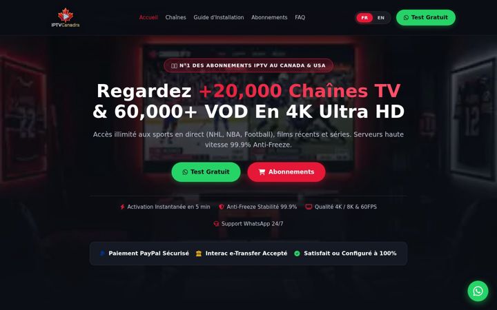 Screenshot of iptvcanadra.com
