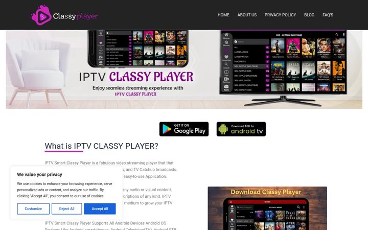 Screenshot of iptvclassyplayer.com