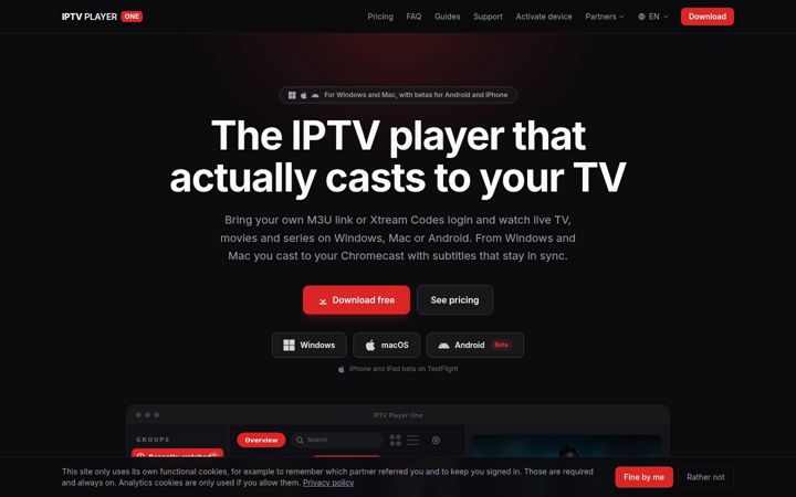 Screenshot of iptvplayerone.com