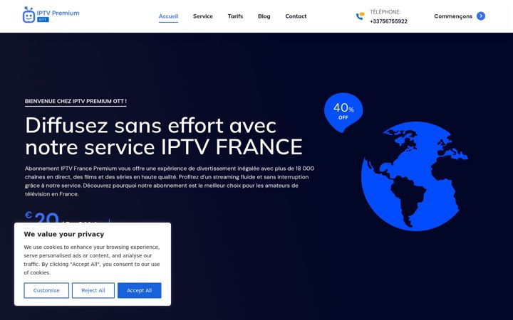 Screenshot of iptvpremiumott.org