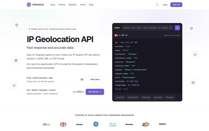 Screenshot of ipwhois.io