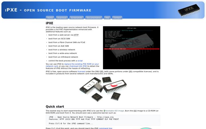 Screenshot of ipxe.org