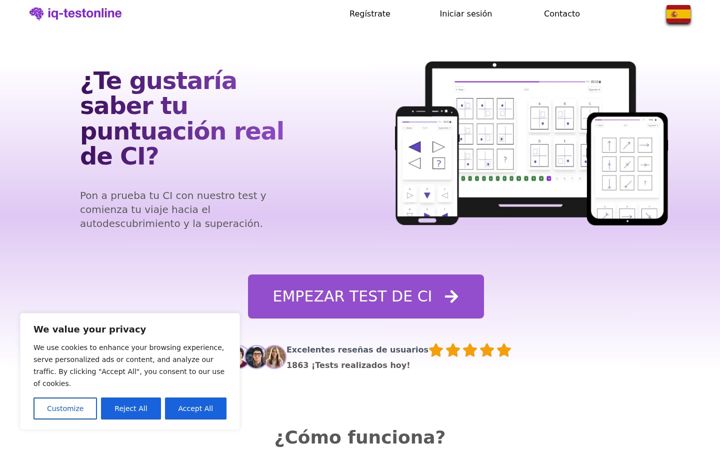 Skjámynd af iq-testonline.com