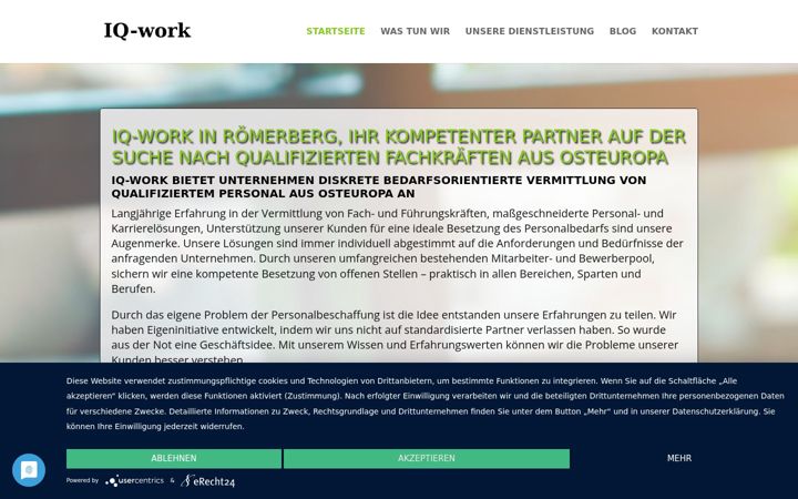 Skjámynd af iq-work24.com