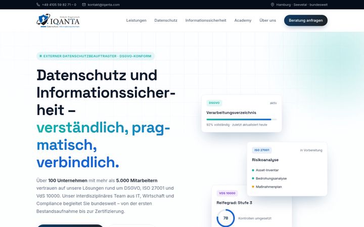 Skjámynd af iqanta.com