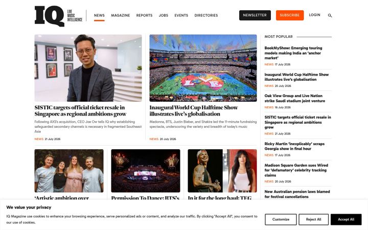 Screenshot of iqmagazine.com