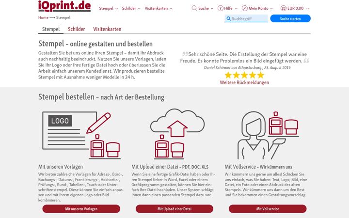 Screenshot of iqprint.de