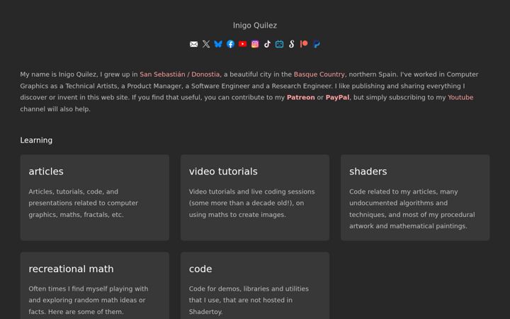 Screenshot of iquilezles.org