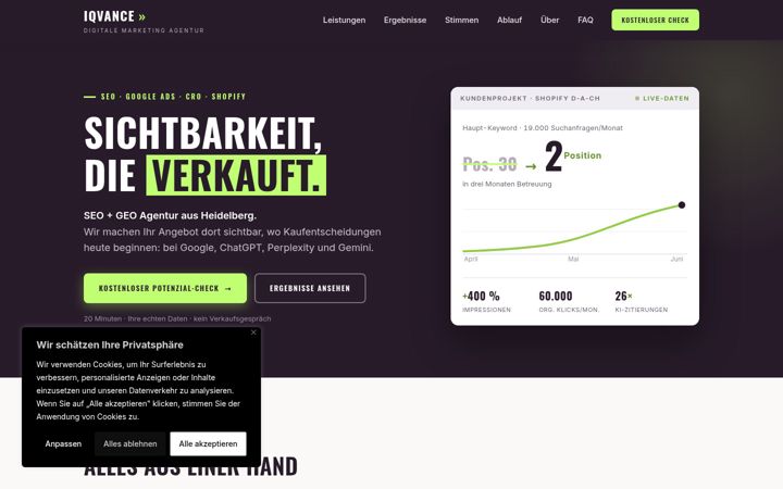 Screenshot of iqvance.de