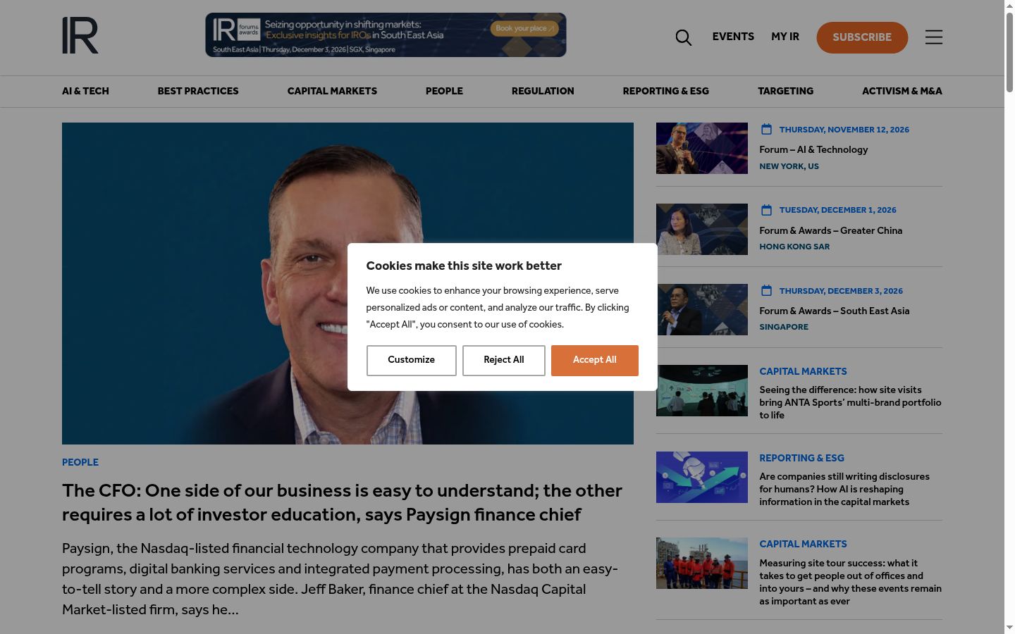 Screenshot des Einwilligungsbanners vor jeglicher Interaktion