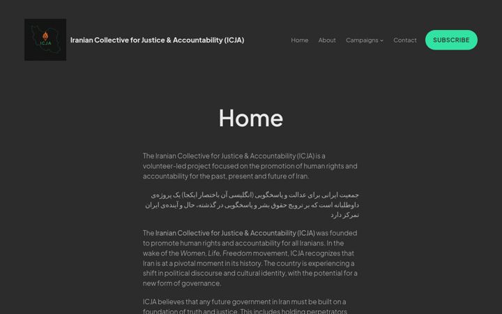 Screenshot of iranjusticecollective.org