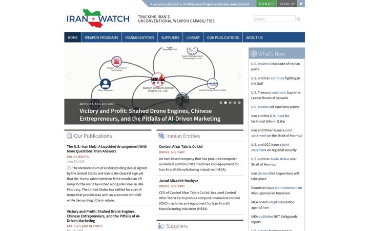 Screenshot of iranwatch.org