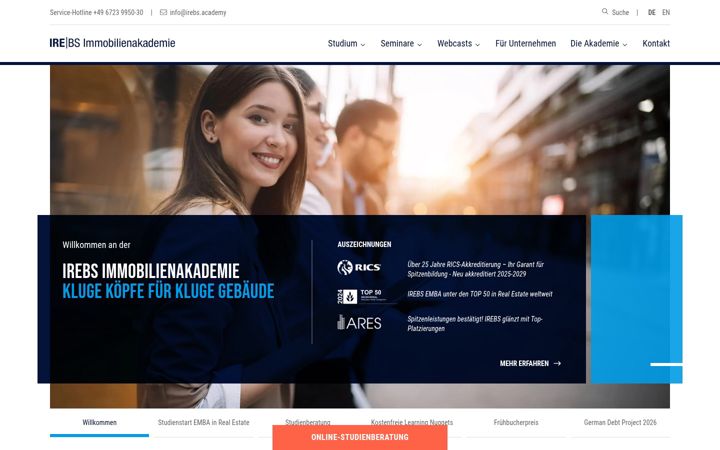 Screenshot of irebs-immobilienakademie.de