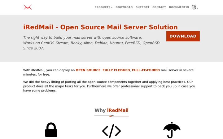 Screenshot of iredmail.org