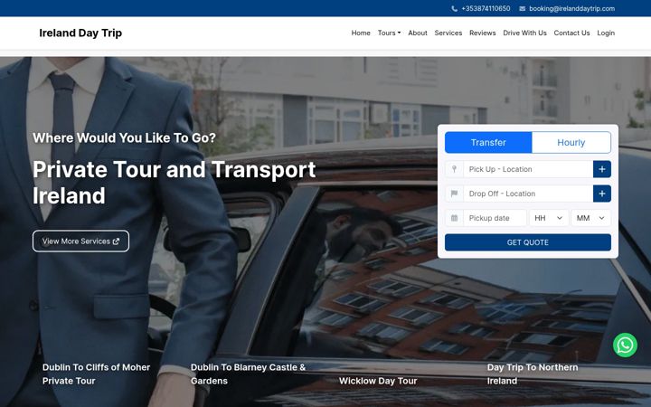 Screenshot of irelanddaytrip.com