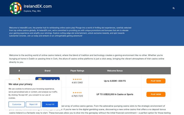 Screenshot of irelandek.com