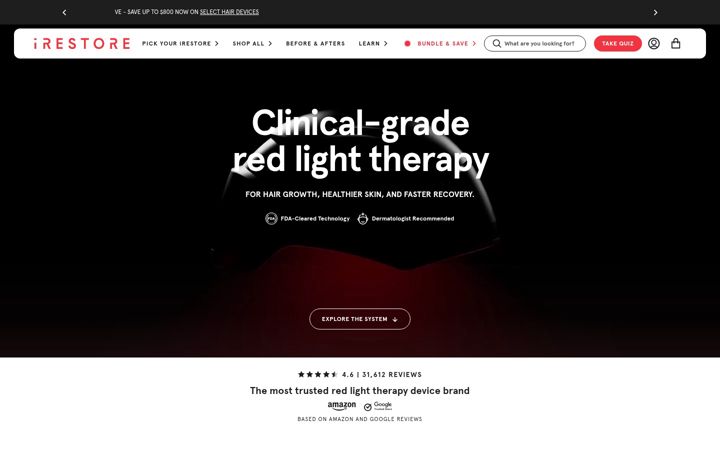 Screenshot van irestorelaser.com
