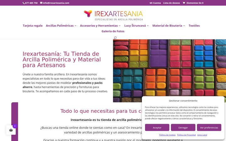 Kuvakaappaus sivustosta irexartesania.com
