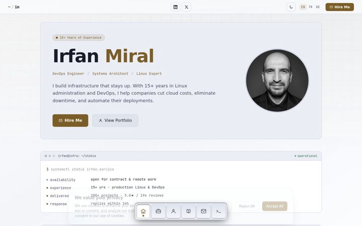 Screenshot of irfanmiral.com