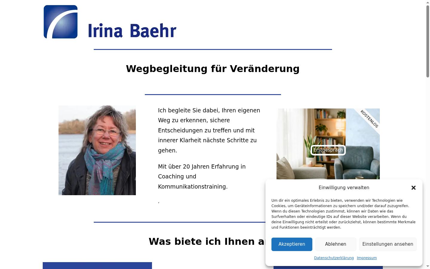 Screenshot des Einwilligungsbanners vor jeglicher Interaktion